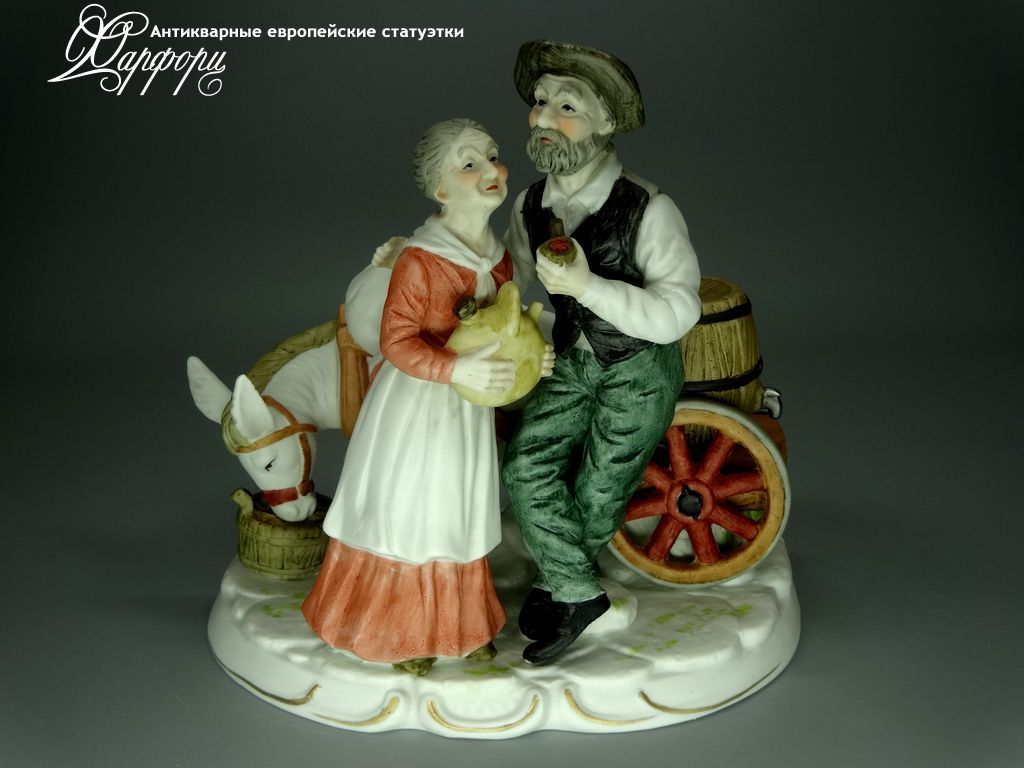 Купить фарфоровую статуэтку Capodimonte Тележка с осликом